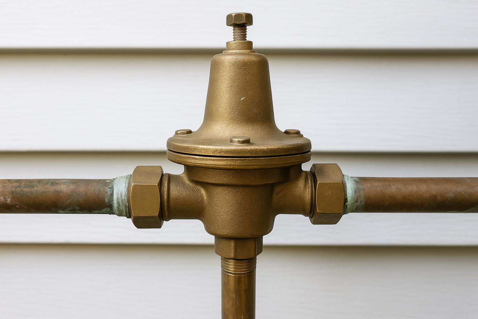 A worker in a bright green vest and orange gloves adjusts a valve on a blue gas cylinder against a textured blue wall.